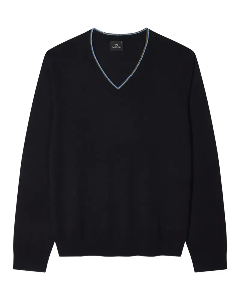 Paul Smith contrast-trim V-neck sweater - Blau Blau