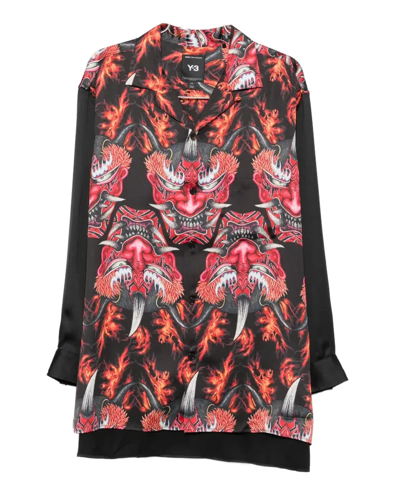 Y-3 graphic-print button-down shirt - Schwarz Schwarz