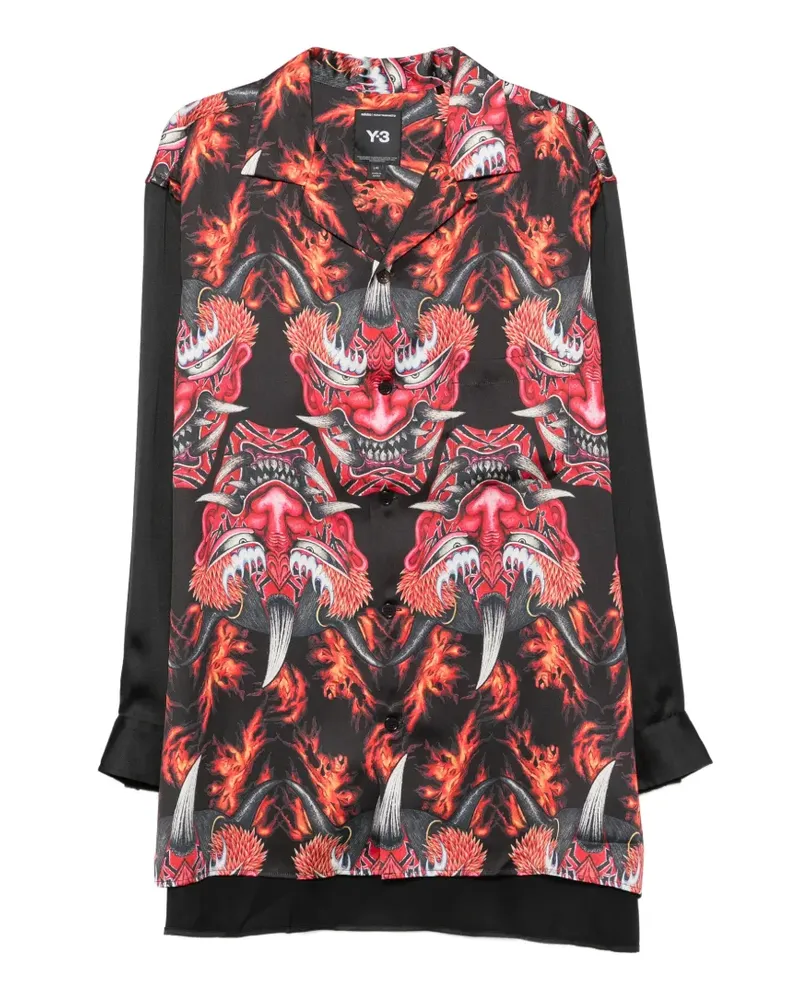 Y-3 Hemd mit grafischem Print - Schwarz Schwarz