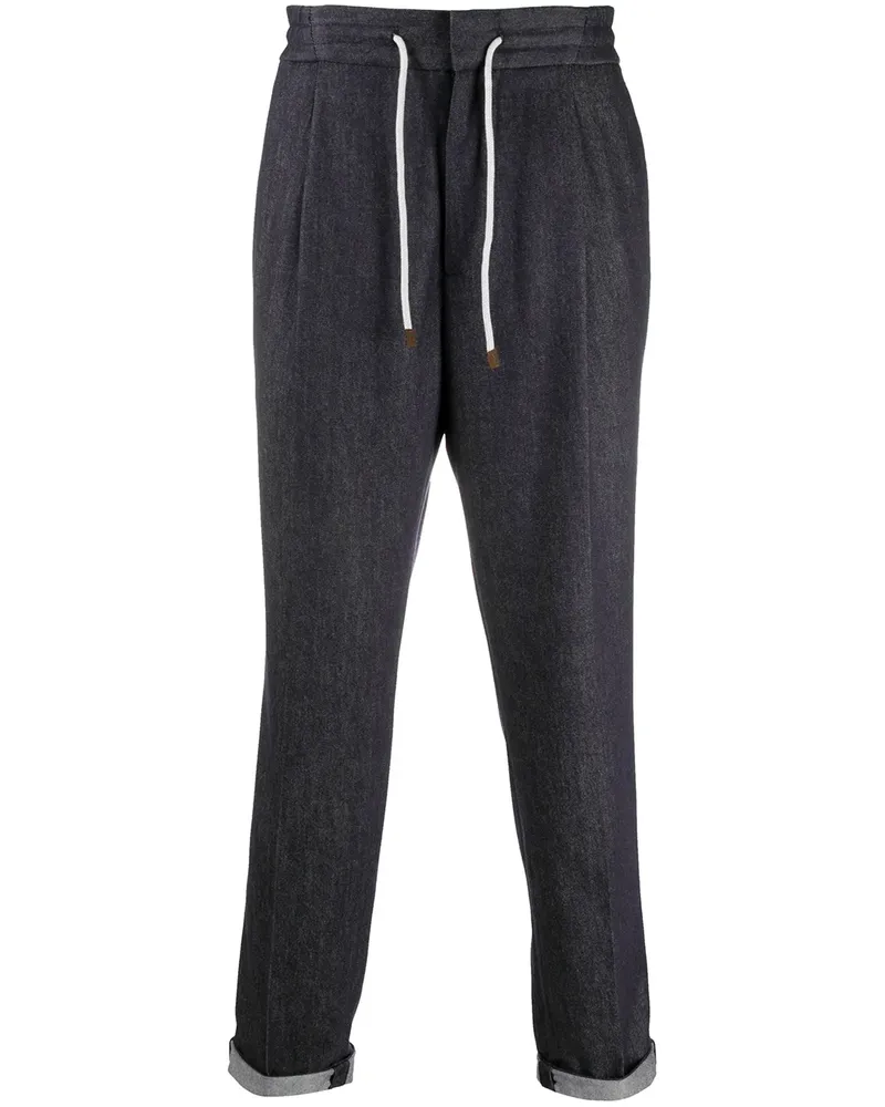Brunello Cucinelli Gerade Hose mit Kordelzug - Blau Blau