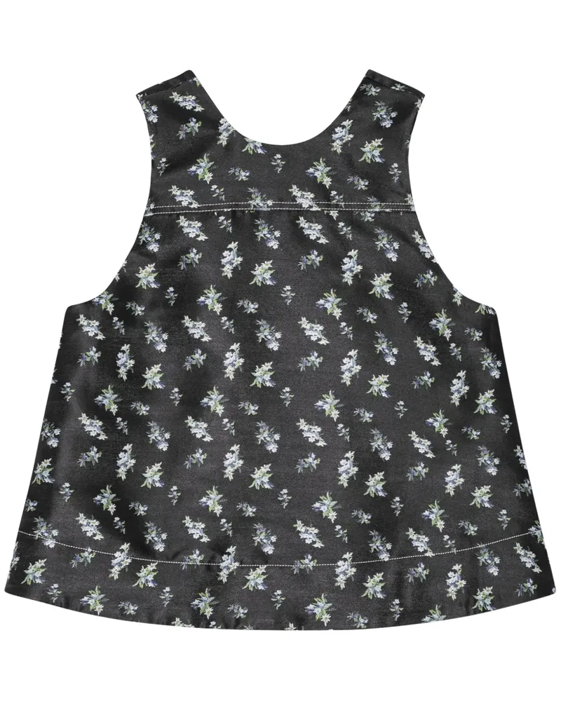 Ganni Top mit Blumen-Print - Schwarz Schwarz