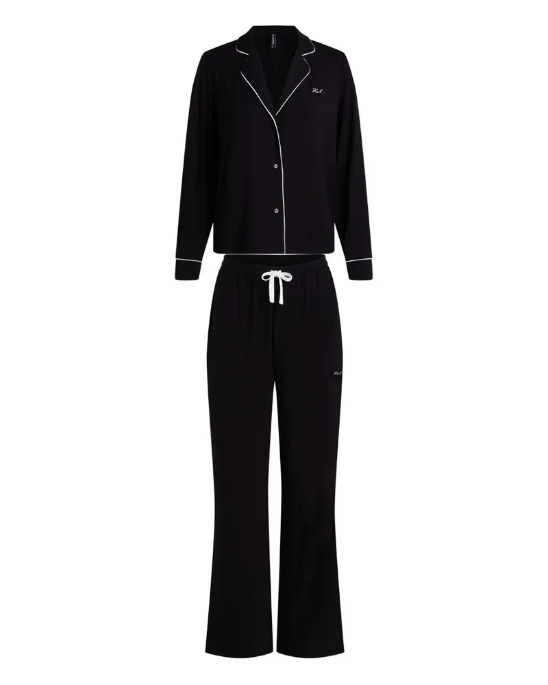Karl Lagerfeld Pyjama mit Paspelierung - Schwarz Schwarz