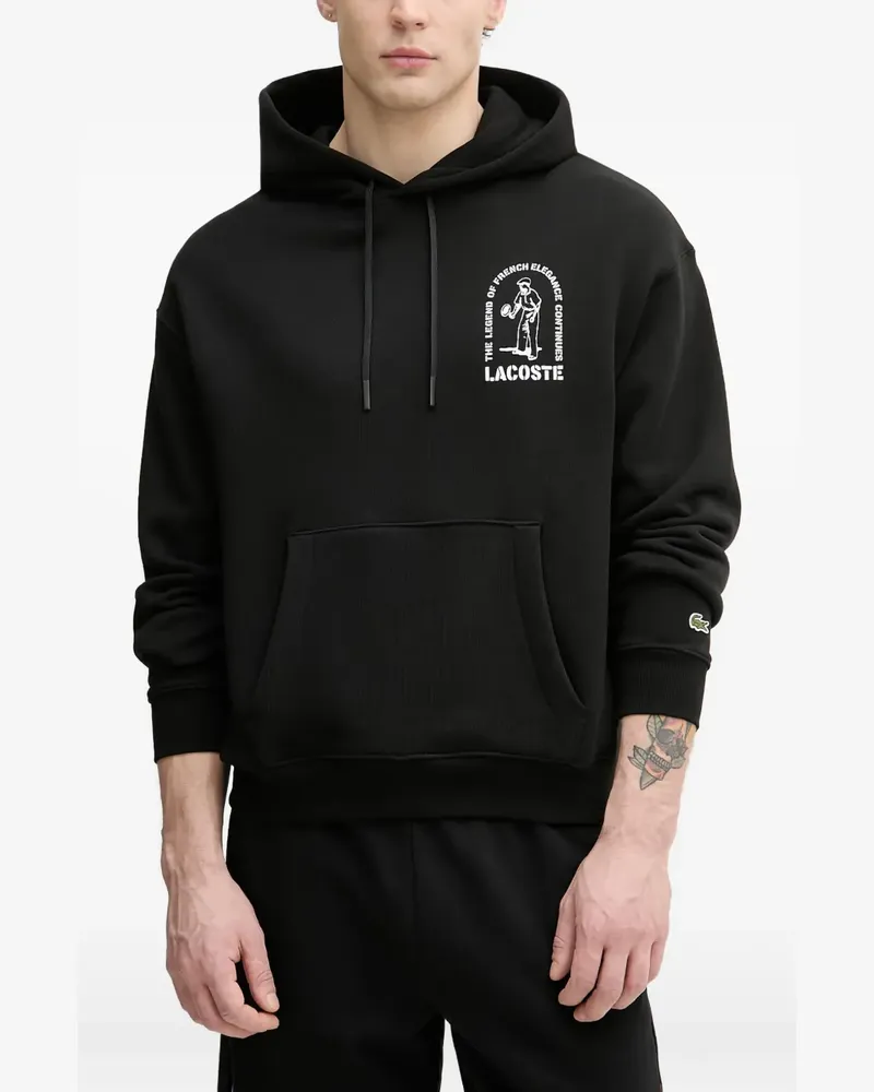 Lacoste graphic-print hoodie - Schwarz Schwarz
