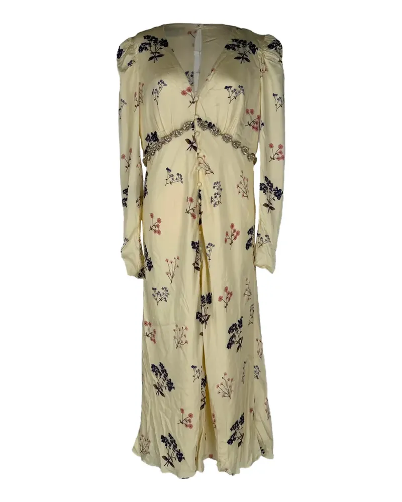 Self-Portrait Kristallverziertes Kleid mit Blumenprint - Nude Nude