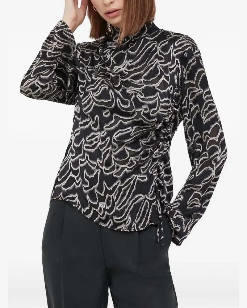 Sisley high-neck abstract-print top - Schwarz Schwarz