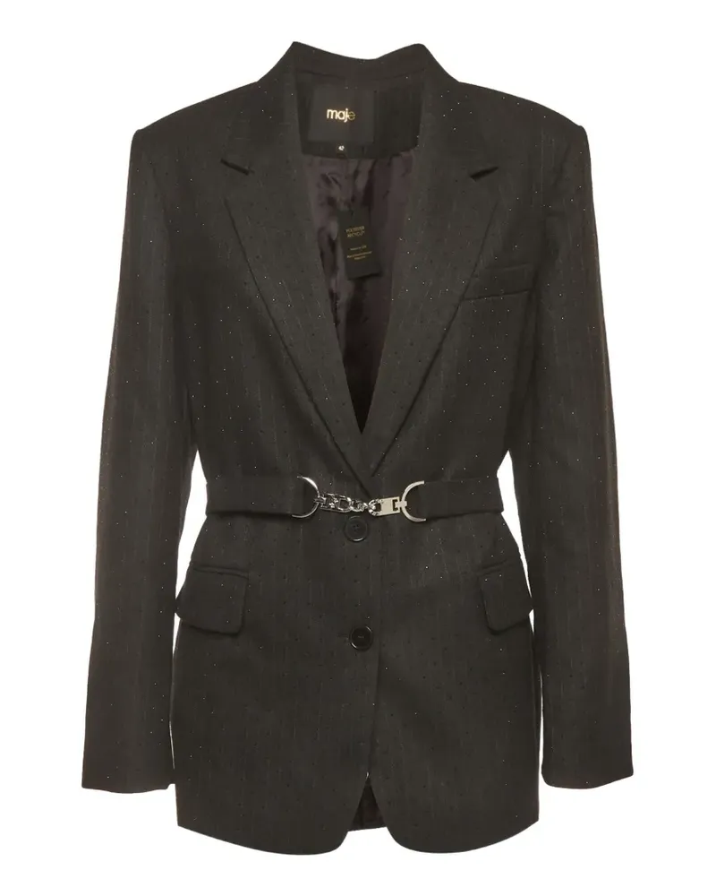 Maje rhinestone-embellished belted blazer - Schwarz Schwarz