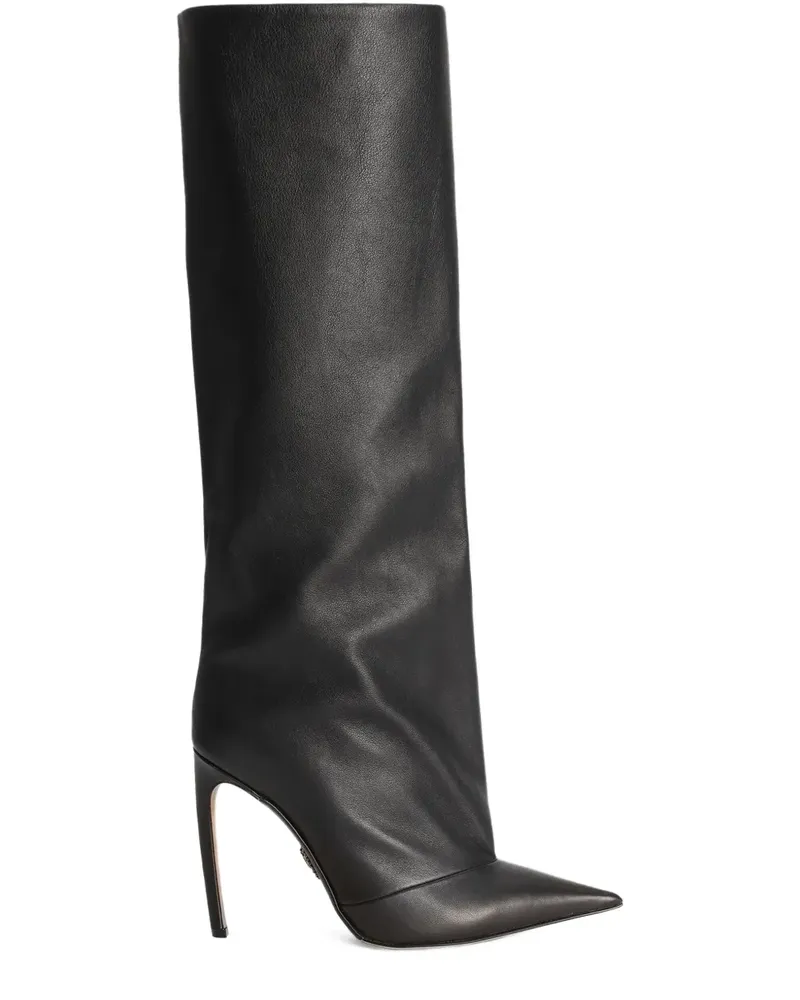 Dolce & Gabbana Kniehohe Devotion Stiefel mit spitzer Kappe 105mm - Schwarz Schwarz