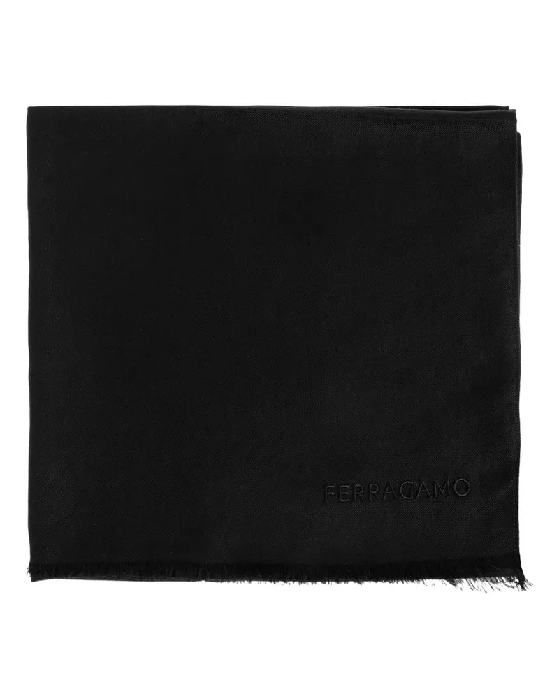 Ferragamo logo-embroidered frayed scarf - Schwarz Schwarz