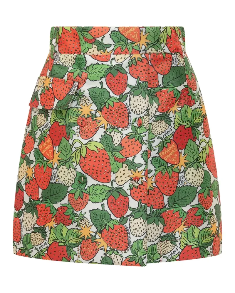 Alessandro Enriquez strawberry-print belted mini skirt - Rot Rot