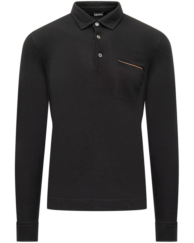 Ermenegildo Zegna Klassisches Poloshirt Schwarz