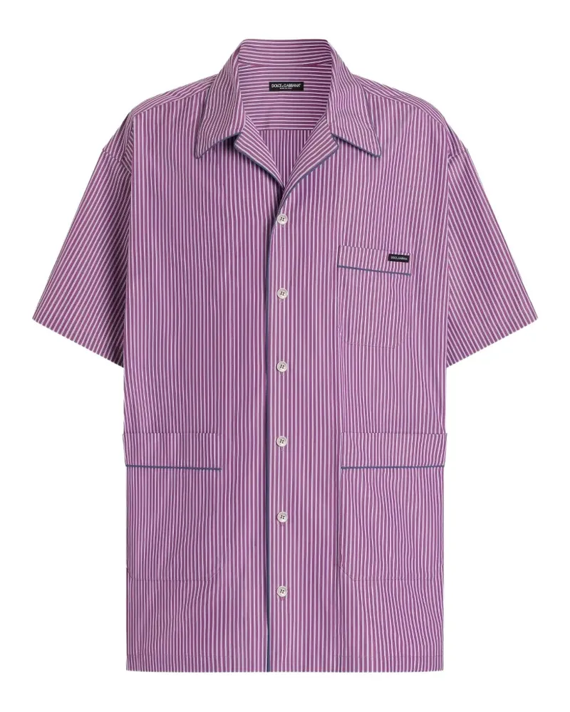 Dolce & Gabbana Gestreiftes Hawaiihemd aus Popeline - Violett Violett
