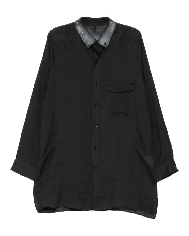 Yohji Yamamoto Hemd mit asymmetrischem Kragen - Schwarz Schwarz