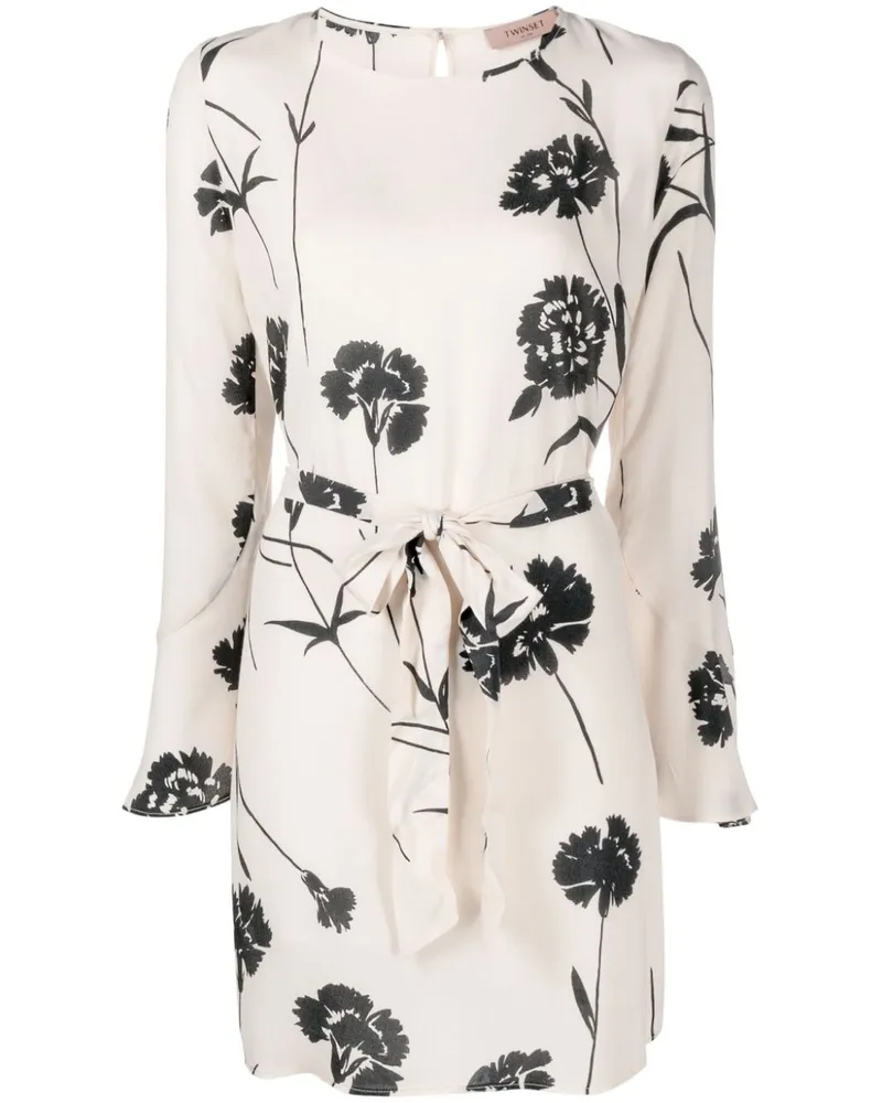 Twin-Set Minikleid mit Blumen-Print - Nude Nude