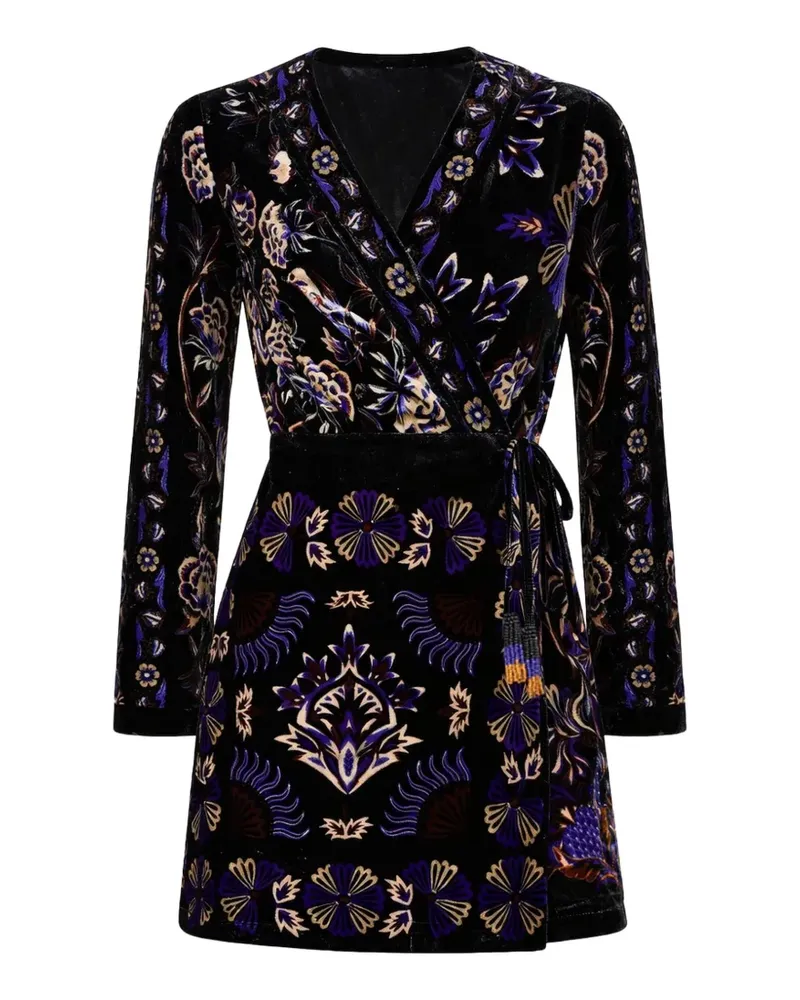 FARM Rio Minikleid mit Blumen-Print - Schwarz Schwarz