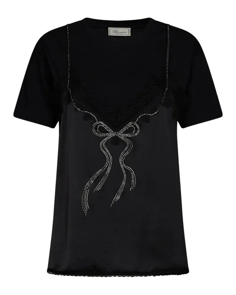 Blumarine T-Shirt mit Strass - Schwarz Schwarz