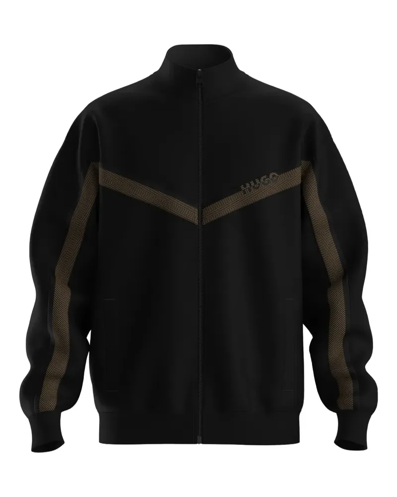 HUGO BOSS Sweatshirtjacke mit Chevron-Einsatz - Schwarz Schwarz