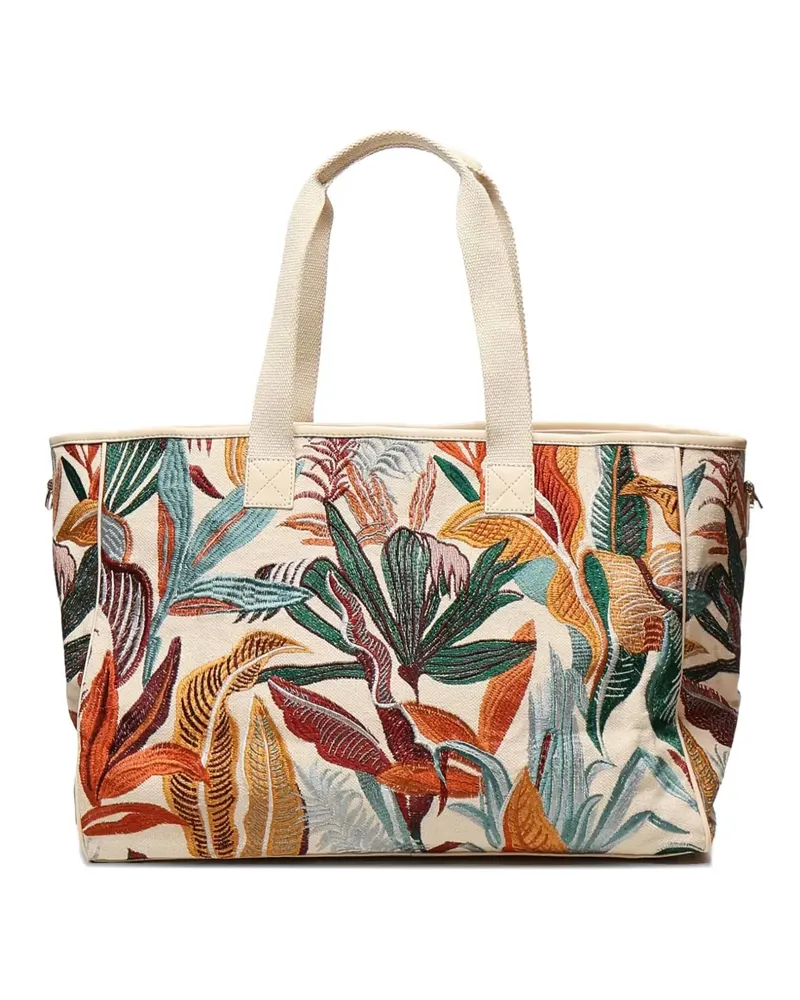 V°73 Großer Shopper mit Blumen-Print - Nude Nude