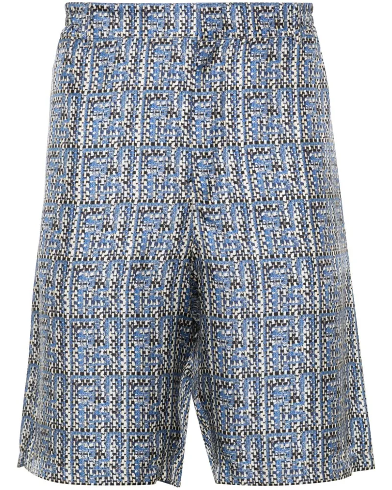 Fendi Seidenshorts mit FF-Print Blau