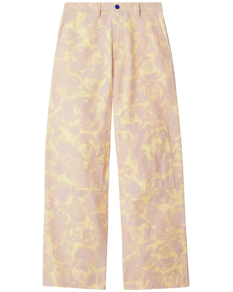 Burberry Gerade Hose mit Rosen-Print - Rosa Rosa