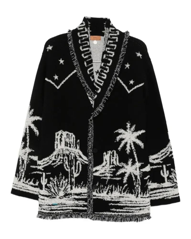 Alanui intarsia-knit fringed cardigan - Schwarz Schwarz