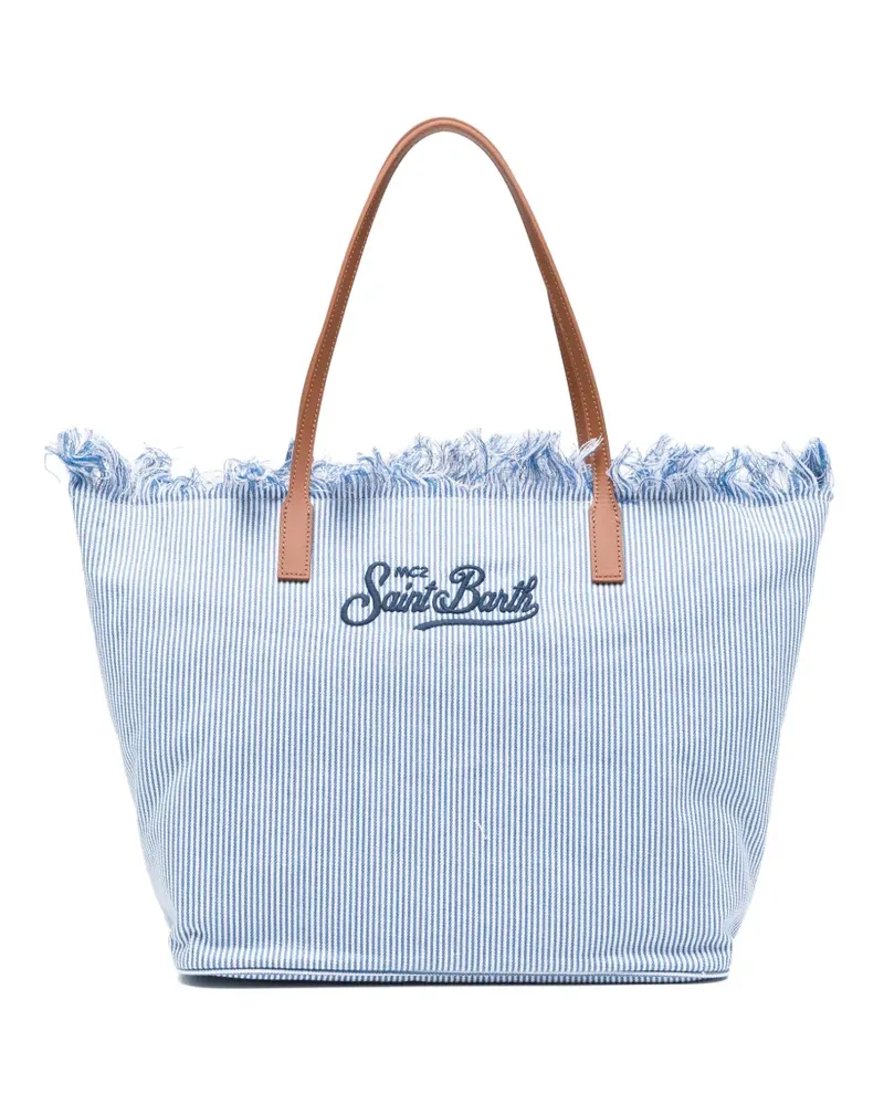 MC2 Saint Barth Gestreifte Tote Bag mit Fransendetail - Blau Blau