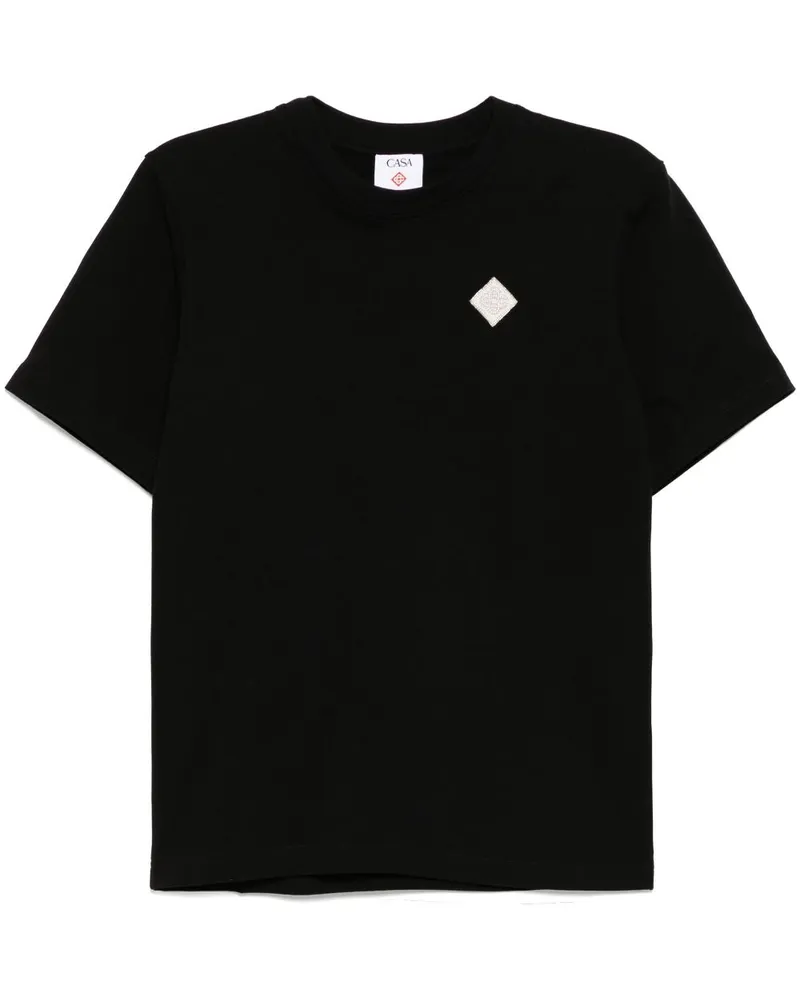Casablanca Paris T-Shirt mit Logo-Patch - Schwarz Schwarz