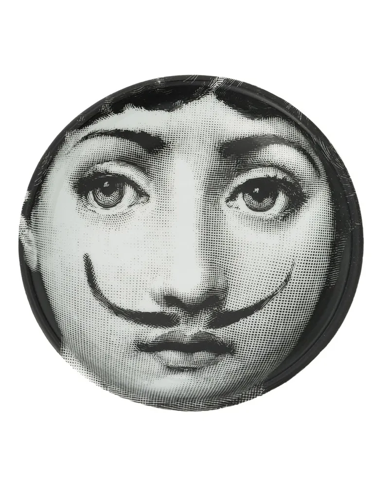 Fornasetti Runder Keramikaschenbecher Schwarz