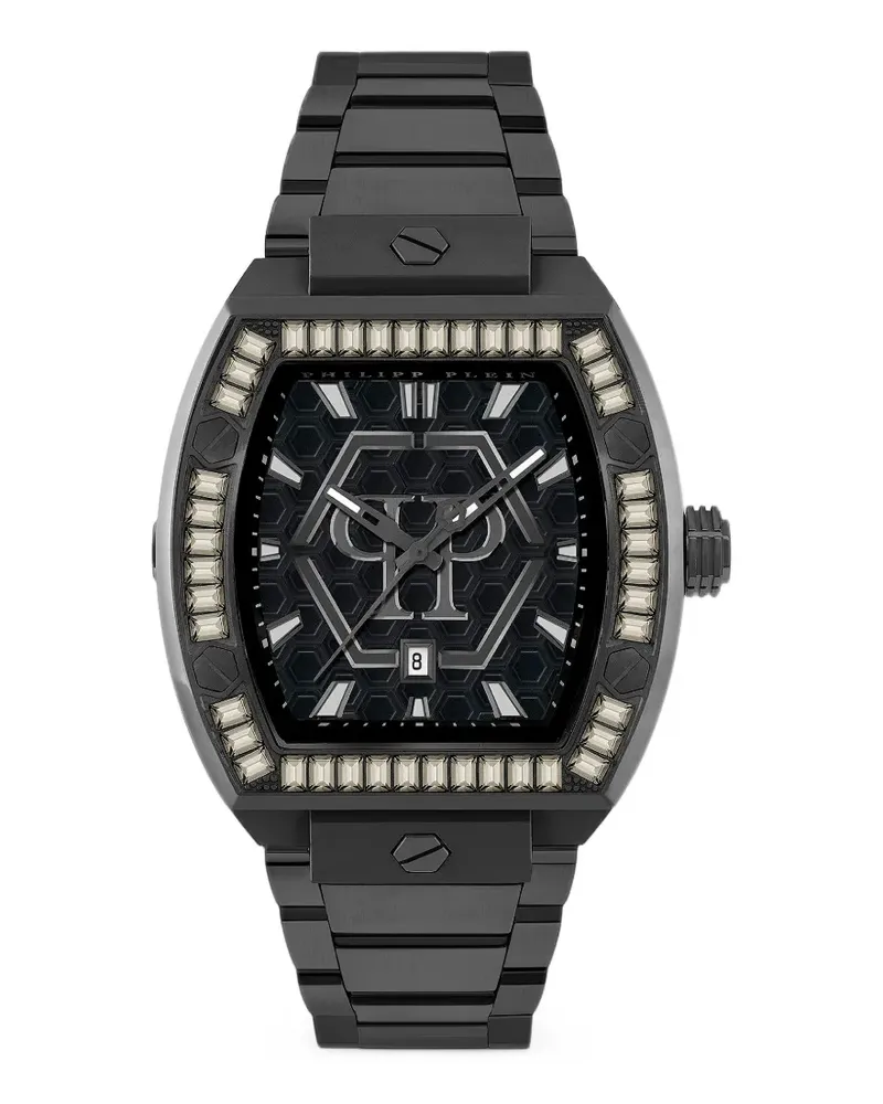 Philipp Plein crystal-bezel tonneau 44mm watch - Schwarz Schwarz