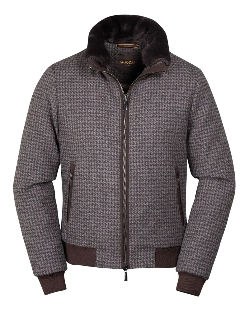 MOORER Bellati-Pp houndstooth zip-up jacket - Grau Grau