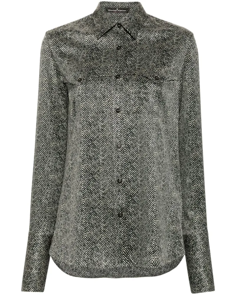 Ermanno Scervino Seidenhemd mit abstraktem Print - Schwarz Schwarz