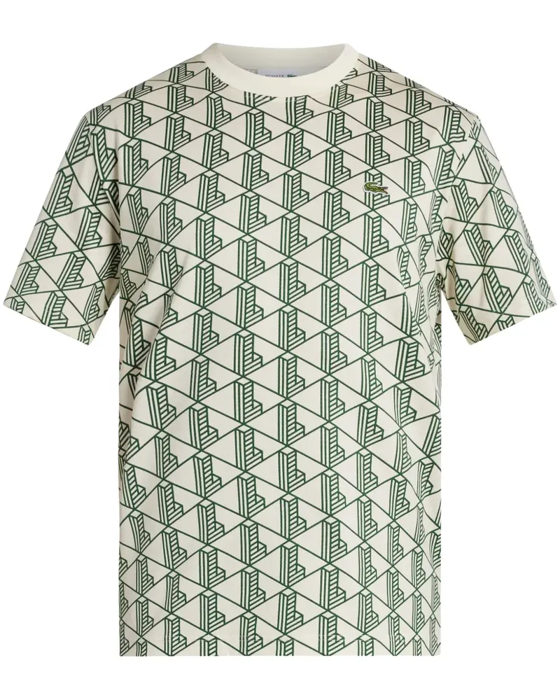 Lacoste T-Shirt mit Monogramm-Print - Nude Nude