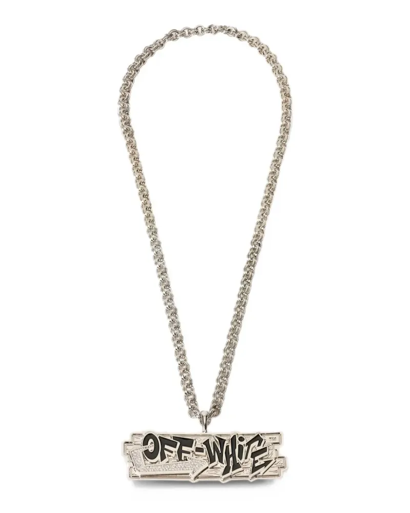 OFF-WHITE Bling Strass Wall Chain necklace - Silber Silber