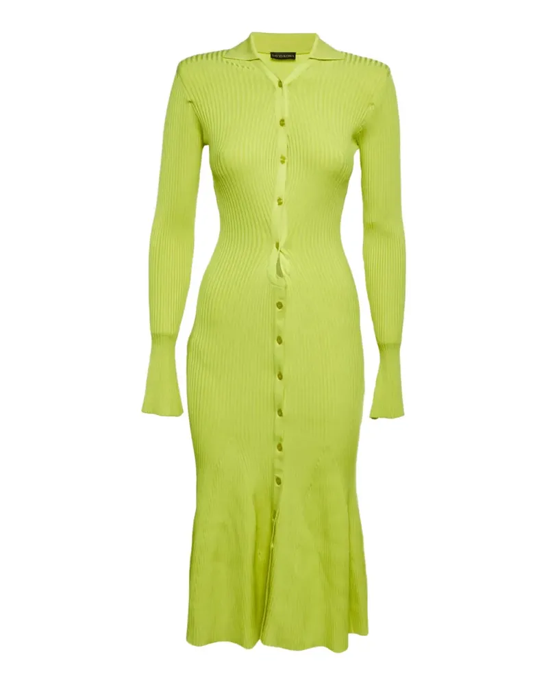 David Koma rib-knit cut-out midi dress - Grün Grün