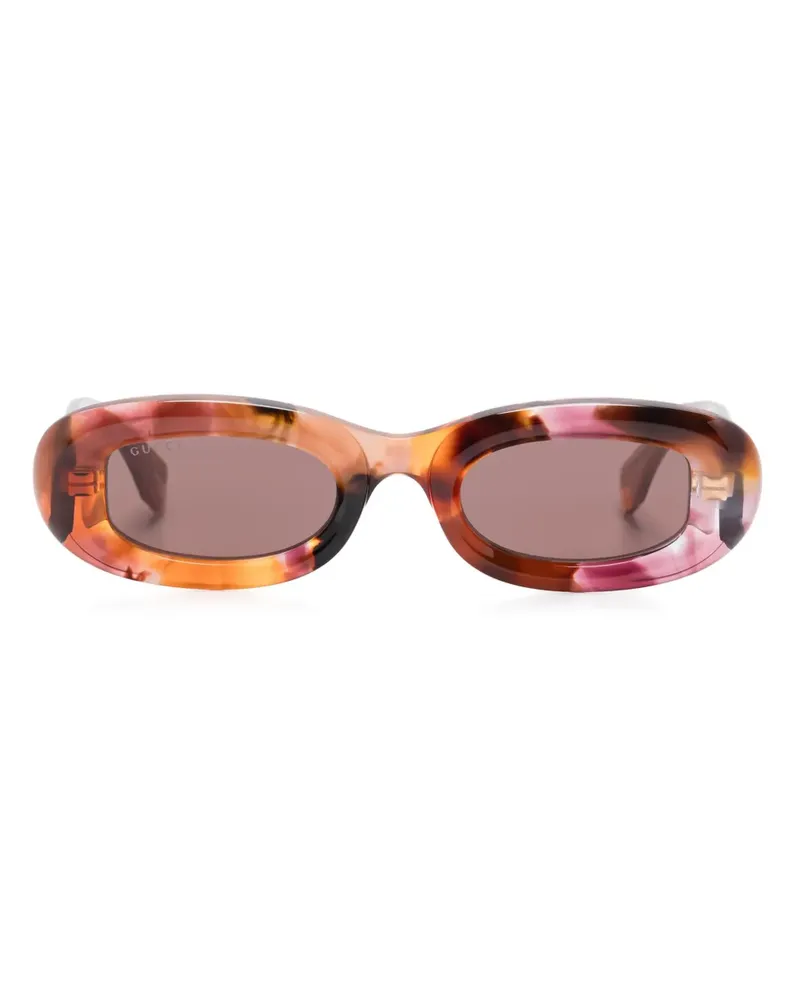 Gucci Sonnenbrille mit ovalem Gestell - Braun Braun