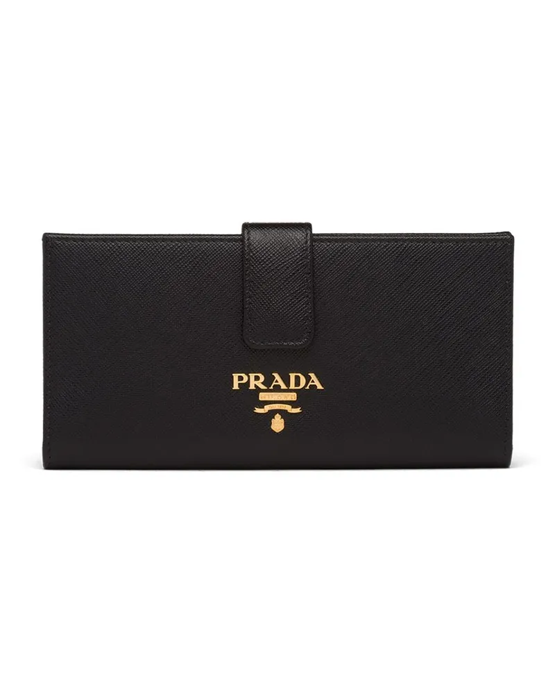 Prada Großes Portemonnaie mit Logo - Schwarz Schwarz