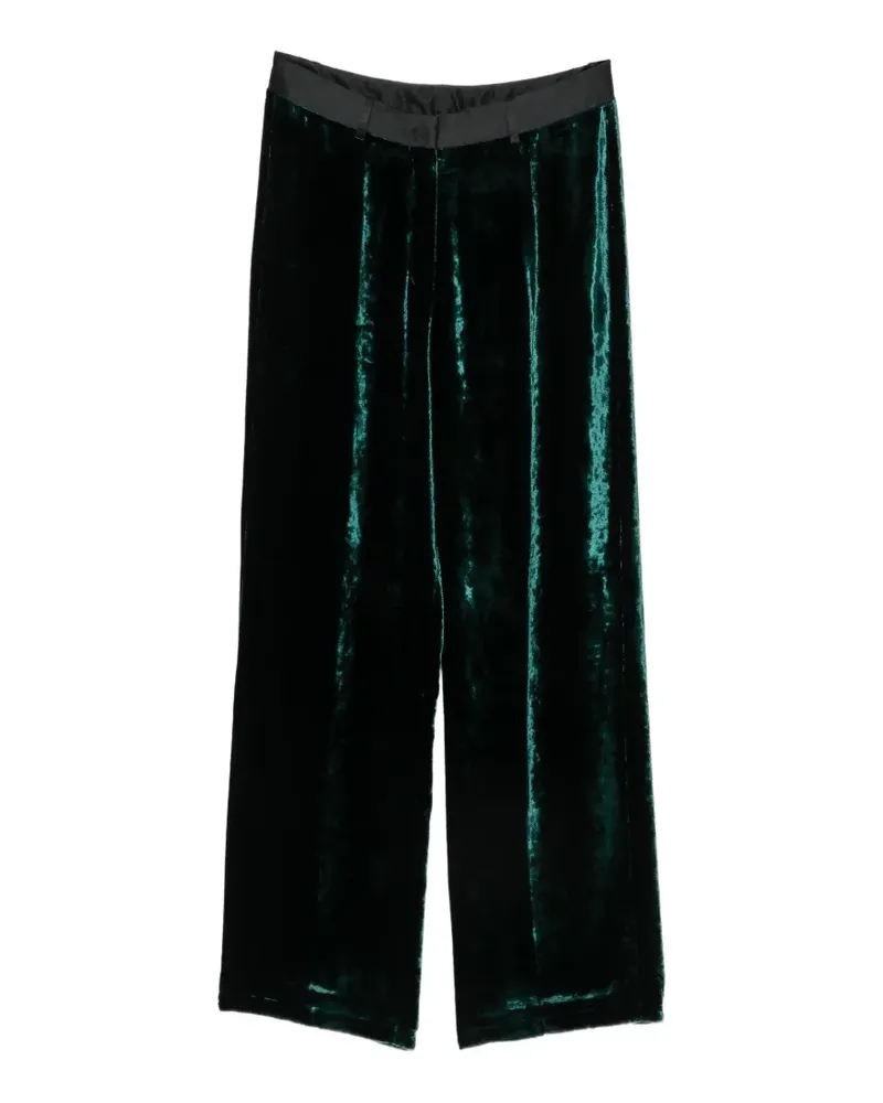 forte_forte moiré crushed-velvet straight-leg trousers - Grün Grün
