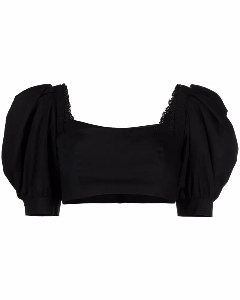 Ulyana Sergeenko Cropped-Oberteil mit eckigem Ausschnitt - Schwarz Schwarz
