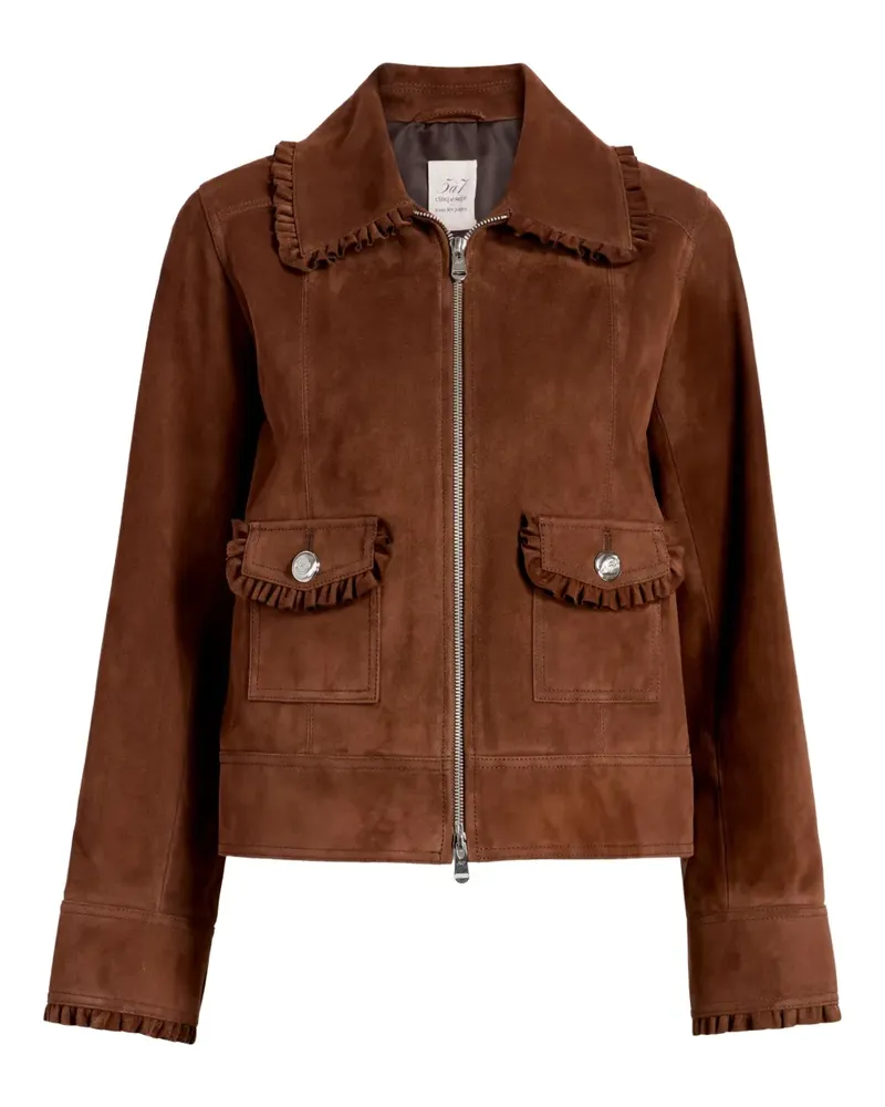 Cinq à Sept Sybil ruffled-suede jacket - Braun Braun