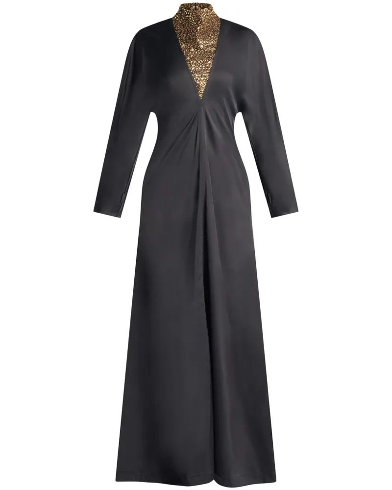 Ferragamo Abendkleid mit Schmuckstein - Schwarz Schwarz