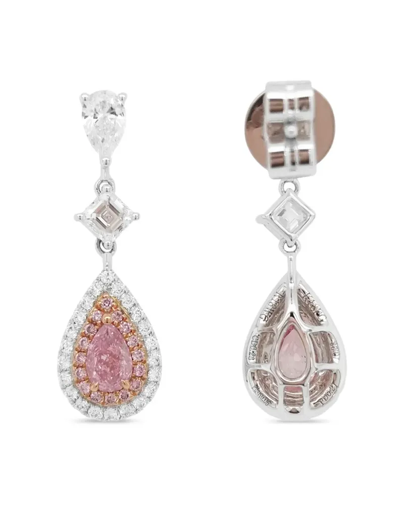 HYT Jewelry 18kt Weißgoldohrringe mit pinkem Diamant - Silber Silber