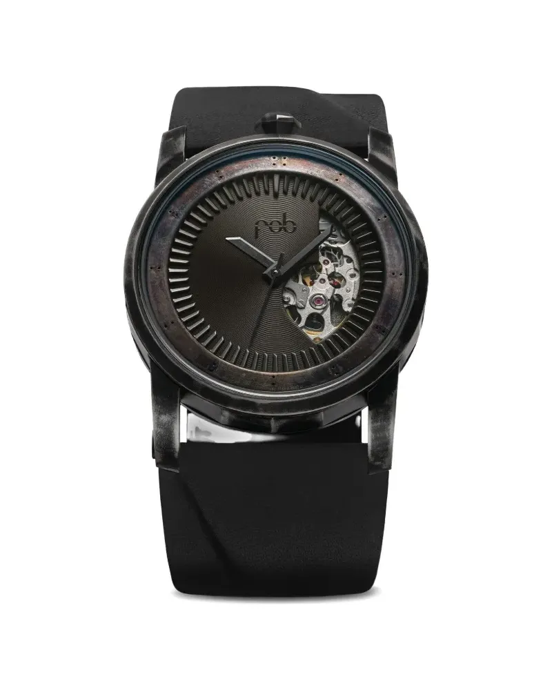 fob Paris R413 Solid Torch leather 41.3mm - Schwarz Schwarz
