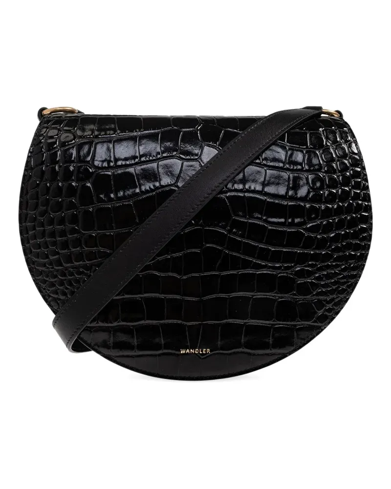 WANDLER Kate Schultertasche mit Kroko-Effekt - Schwarz Schwarz