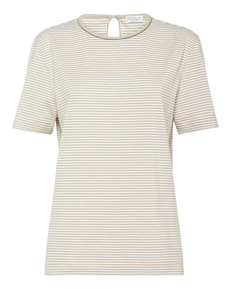 Brunello Cucinelli Gestreiftes T-Shirt - Nude Nude