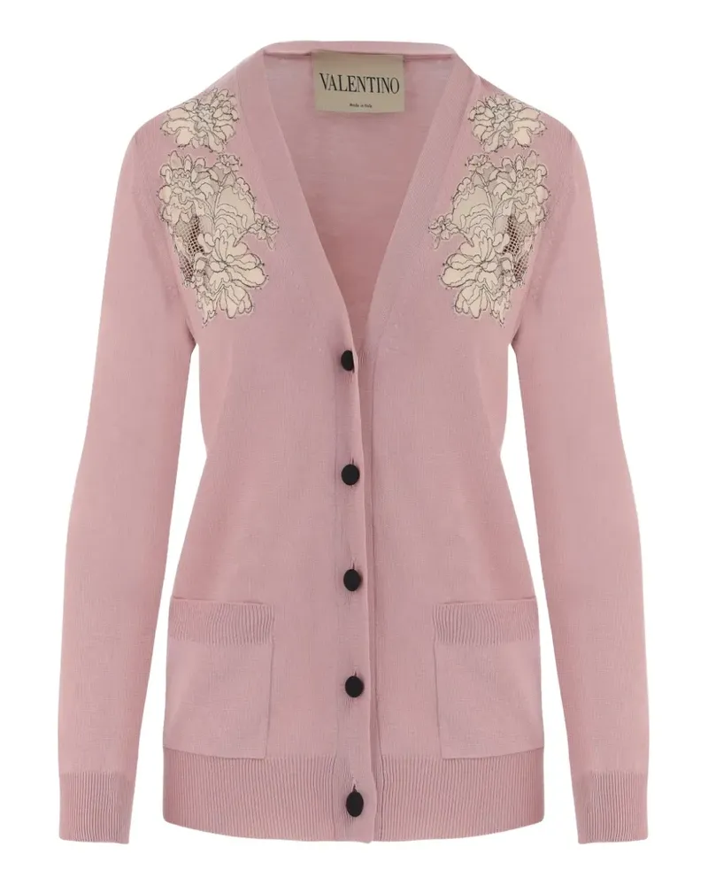 Valentino Garavani lace-embroidered wool cardigan - Rosa Rosa