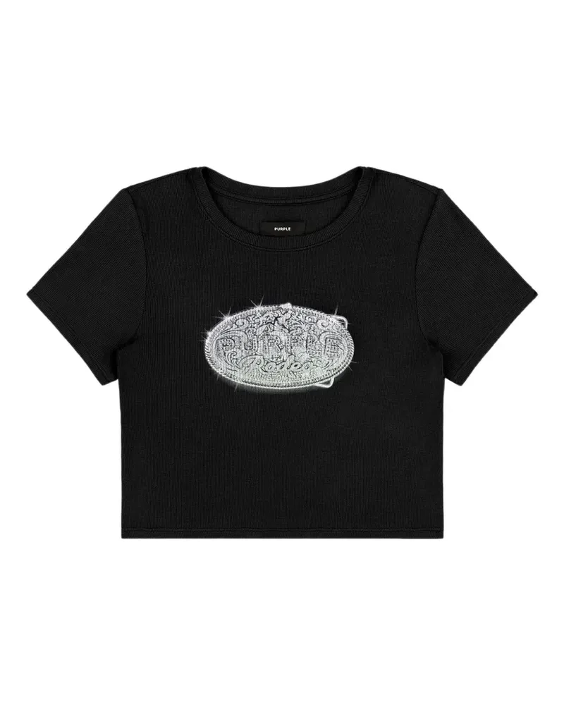 PURPLE BRAND T-Shirt mit Schnallen-Print - Schwarz Schwarz