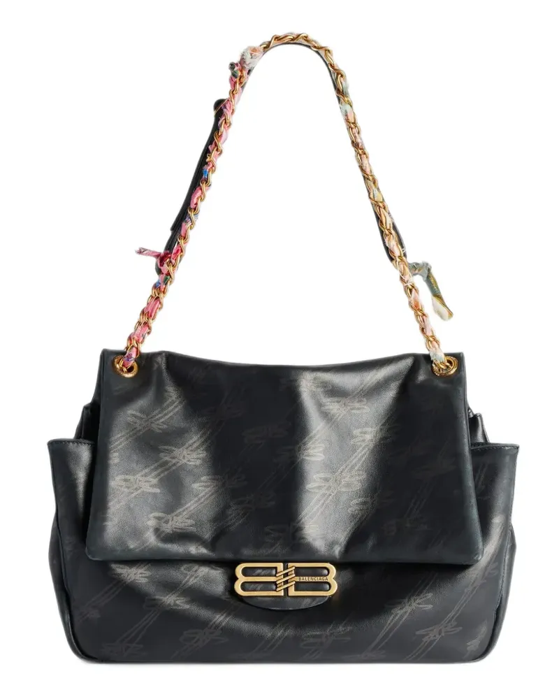 Balenciaga Mittelgroße Darling Chain Schultertasche mit Monogramm - Schwarz Schwarz