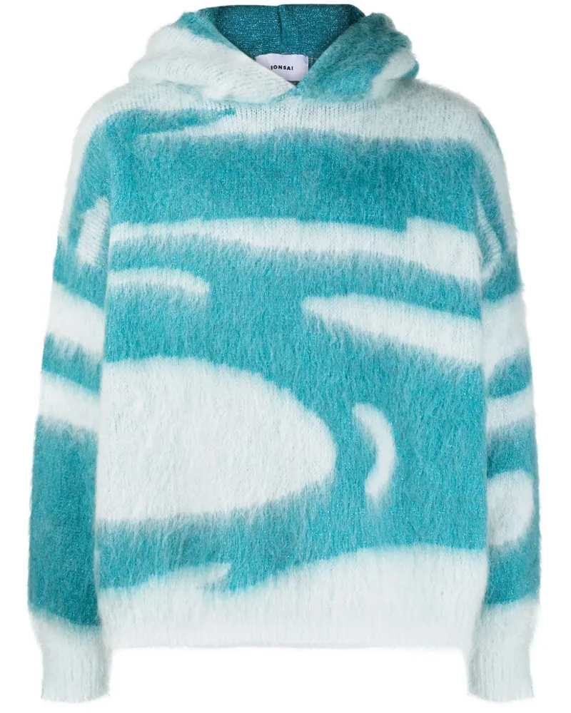 BONSAI Gestrickter Waves Hoodie - Blau Blau