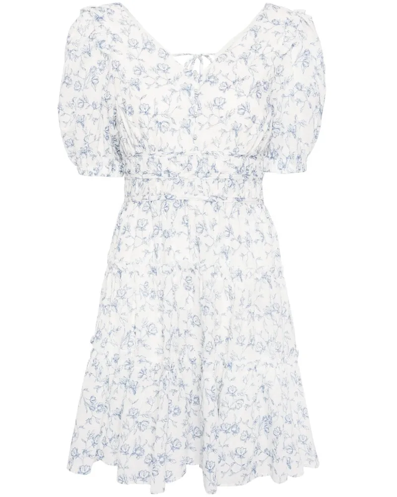 b+ab Kleid mit Blumen-Print - Weiß Weiß