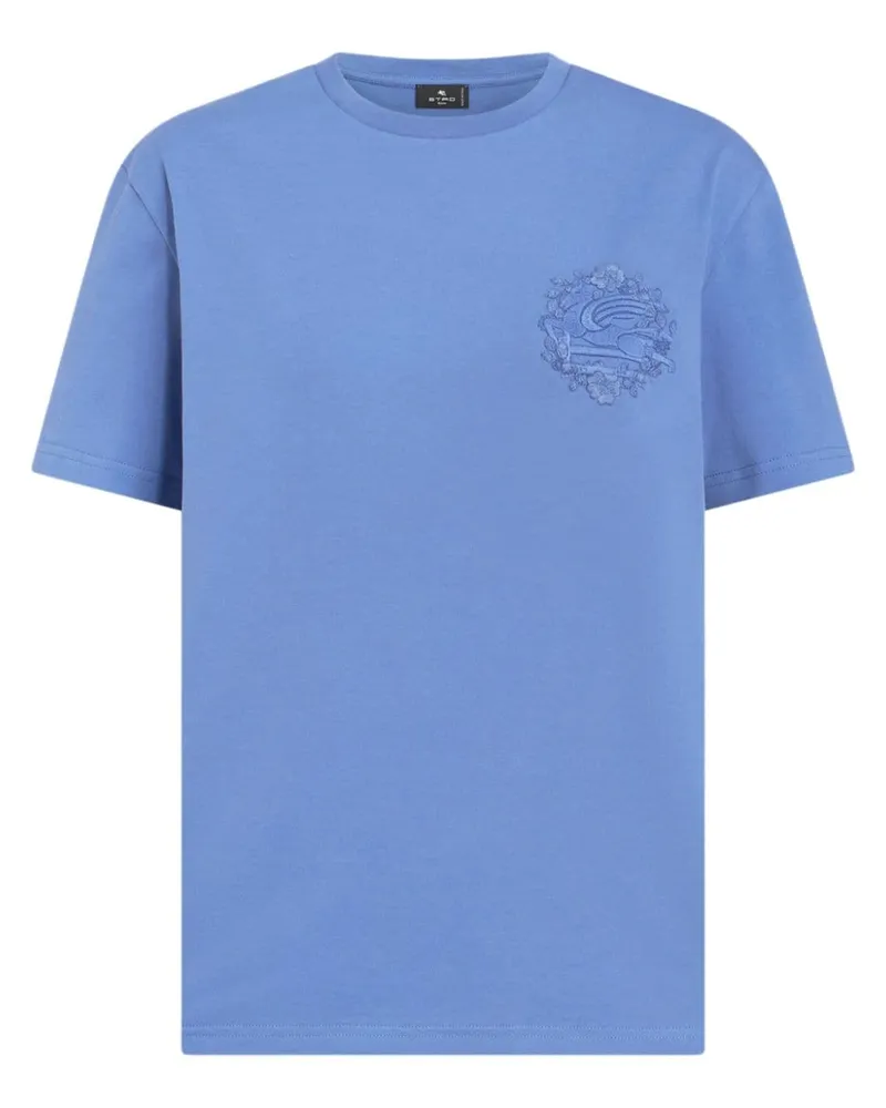 Etro T-Shirt mit Pegaso-Stickerei - Blau Blau