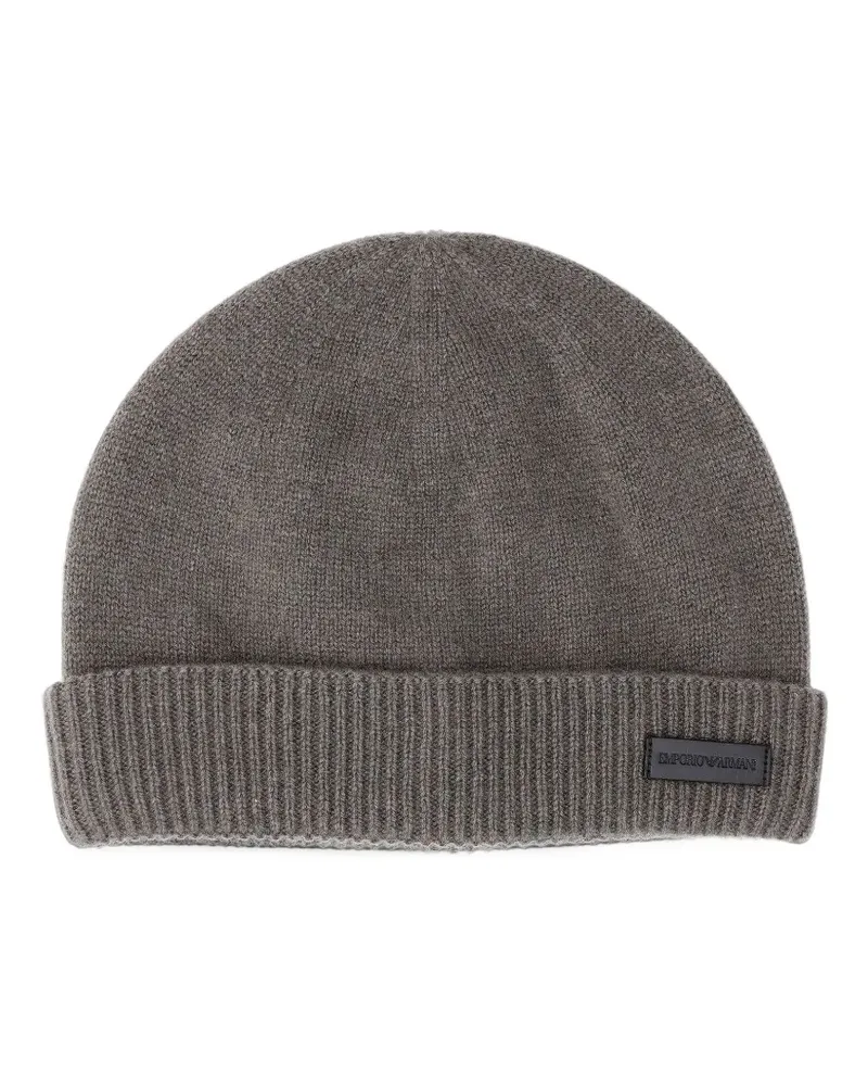 Emporio Armani Gerippte Beanie aus Kaschmir - Grau Grau